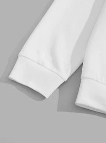 GENTILAND Men Slogan Graphic Hoodie & Drawstring Waist Trousers - Blue and White - View 4