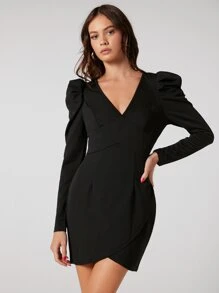 BizChic Đầm Trọn gói Dây kéo màu trơn Thanh lịch - màu đen - Xem 3