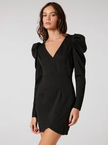 BizChic Đầm Trọn gói Dây kéo màu trơn Thanh lịch - màu đen - Xem 4