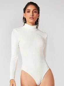 BizChic 棉素色小高領連體衣工作服 - 白色 - 查看 1