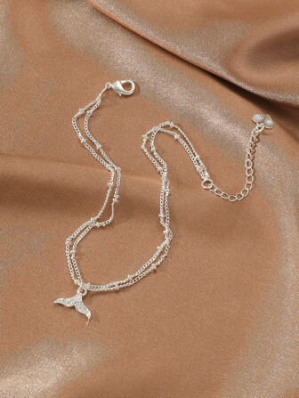 魚尾墜飾分層腳鏈