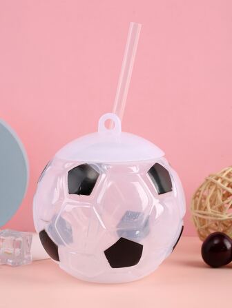 1pc Plastic Tumbler, Creative Soccer Design Insulated Travel Drinking Cup For Outdoor