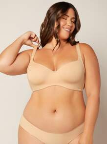 LUVLETTE Natural Balconette T-Shirt Bra Wireless Bra - Khaki - View 10