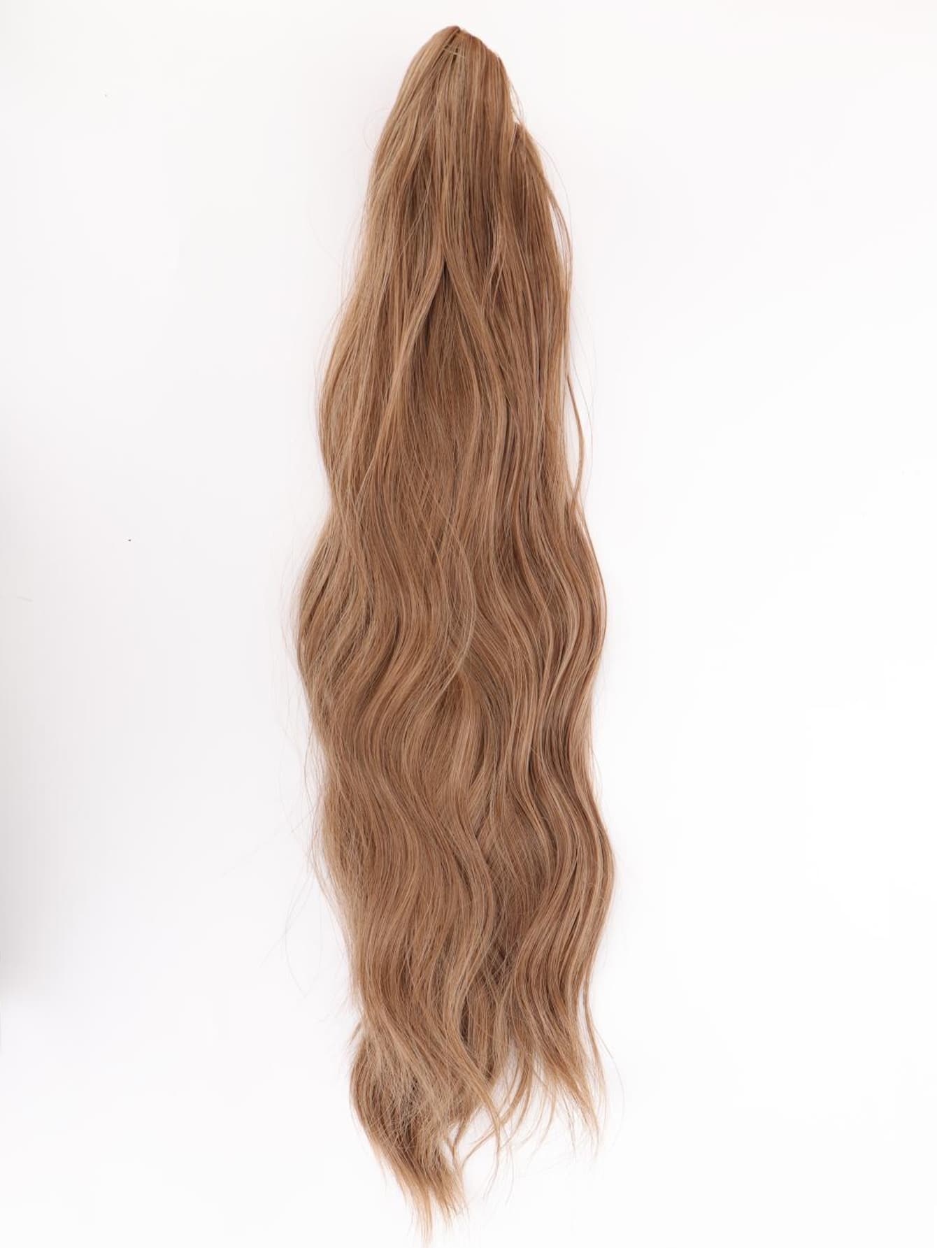 Phần mở rộng tóc đuôi ngựa tổng hợp xoăn tự nhiên - màu nâu - Xem 1