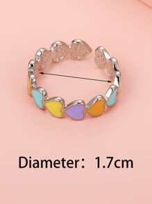 1 pieza, recién llegado, anillo de cobre abierto con incrustaciones de corazón colorido bonito y Simple, adecuado para el uso diario de las mujeres - Multicolor - Ver 5