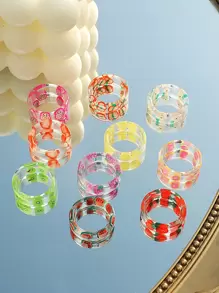 10入組水果樣式圓環 - 彩色 - 查看 4