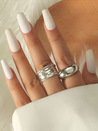 2入組極簡風格紋理質感戒指