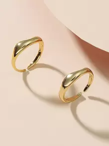 2 chiếc vòng cổ tay tối giản - Vàng - Xem 2