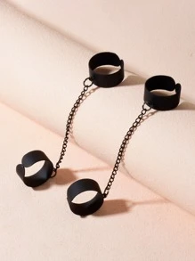 2 chiếc nhẫn găng tay tối giản - màu đen - Xem 1