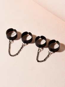 2 chiếc nhẫn găng tay tối giản - màu đen - Xem 3