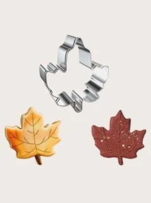 1pc Dao cắt bánh quy hình lá phong - Bạc - Xem 1