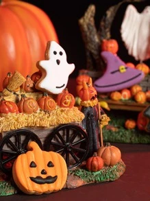 4入组/套萬聖節主題塑膠餅乾模型切割刀包括南瓜,鬼,帽和房子形狀適用於甜美風款待,蛋糕&餅乾製作