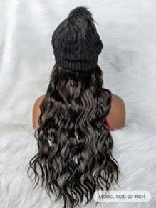 Tóc giả tổng hợp xoăn dài tự nhiên có mũ - màu đen - Xem 5