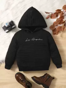 SHEIN 男童字母图案卫衣 - 黑色 - 查看 1