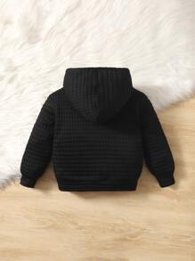 SHEIN 男童字母图案卫衣 - 黑色 - 查看 2