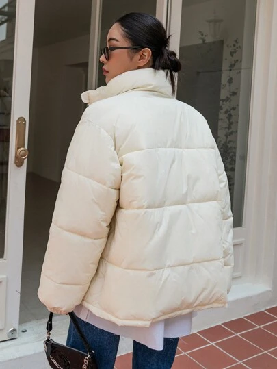 DAZY 女士纯米色棉服外套，冬季夹克