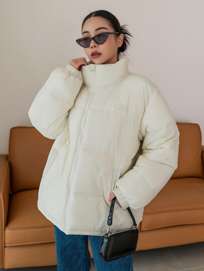 DAZY 女士纯米色棉服外套，冬季夹克