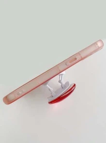 Plain Clear Phone Case With Heart Design Stand-Out Phone Grip - Pink - View 3