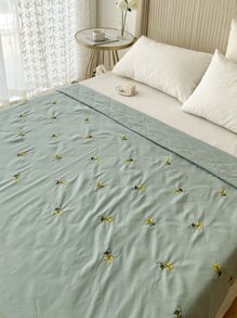 Leaf Embroidery Bedspread - Green - View 5