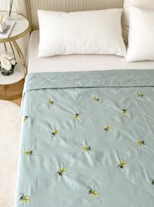 Leaf Embroidery Bedspread - Green - View 6
