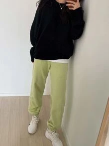 DAZY Suéter de punto acanalado con hombros caídos, blusas de manga larga, ropa de otoño