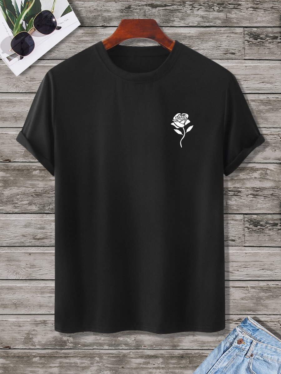 Manfinity Homme 男士印花T恤 - 黑色 - 查看 1