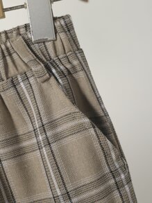 SHEIN Tween Boy Solid Button Front Shirt & Plaid Trousers - Multicolor - View 6