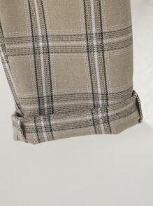 SHEIN Tween Boy Solid Button Front Shirt & Plaid Trousers - Multicolor - View 7