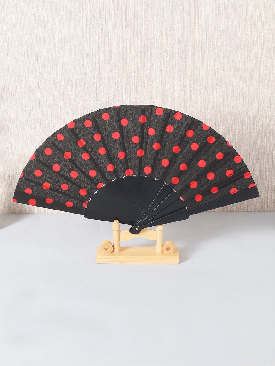 1pc Dot Pattern Portable Manual Fan