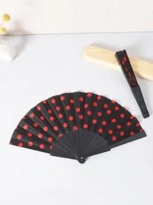 1pc Dot Pattern Portable Manual Fan