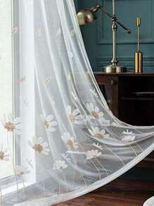 花卉刺繡單紗窗簾現代滌綸紗家居窗簾 - 彩色 - 查看 5