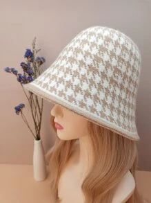 Houndstooth Pattern Bucket Hat - Multicolor - View 2