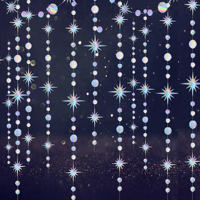 1pc Holographic Disc Decor Tassel Garland,Christmas