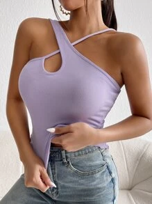 SHEIN BAE Crisscross Front Top - Lilac Purple - View 6