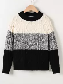 Cậu bé Tween Khối màu Xoắn Dan Áo len - màu đen - Xem 1