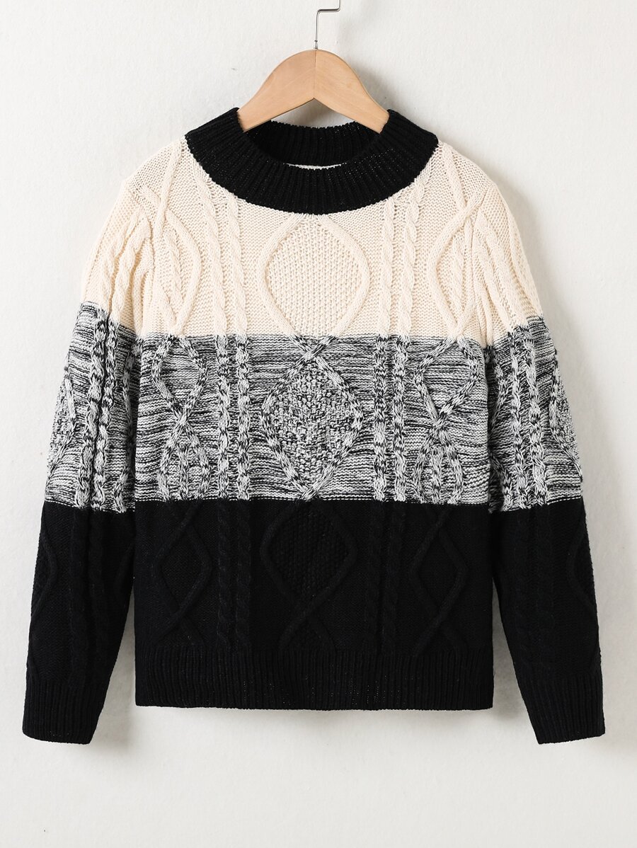 Cậu bé Tween Khối màu Xoắn Dan Áo len - màu đen - Xem 1