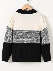 Cậu bé Tween Khối màu Xoắn Dan Áo len - màu đen - Xem 2