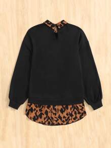 SHEIN LUNE Áo nỉ Plus Size Nút Đồ họa Giải trí - màu nâu - Xem 2