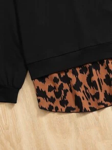 SHEIN LUNE Áo nỉ Plus Size Nút Đồ họa Giải trí - màu nâu - Xem 4