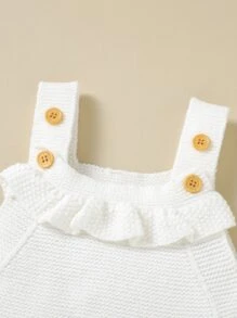 Áo len trẻ em Xù Nút màu trơn Dễ thương - trắng - Xem 5