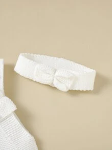 Áo len trẻ em Xù Nút màu trơn Dễ thương - trắng - Xem 6