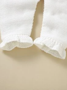 Áo len trẻ em Xù Nút màu trơn Dễ thương - trắng - Xem 7