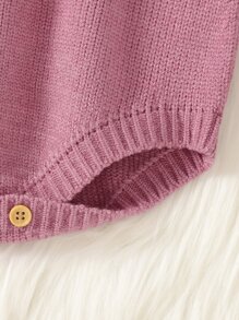 嬰兒紋理質感針織連身背心和帽不帶T恤 - 粉色 - 查看 5