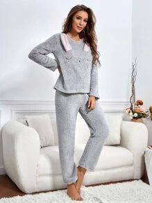 Bộ đồ ngủ Nữ Hoạt hình Dễ thương - Màu Xám nhạt - Xem 4