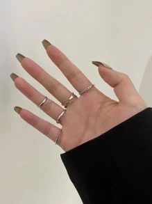 RINTOLER 5入組鏈條裝飾戒指 - 銀色 - 查看 2