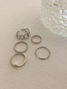 RINTOLER 5入組鏈條裝飾戒指 - 銀色 - 查看 3