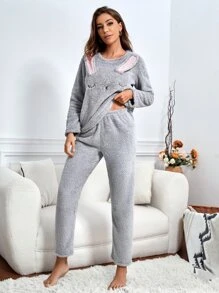 Bộ đồ ngủ Nữ Hoạt hình Dễ thương - Màu Xám nhạt - Xem 3