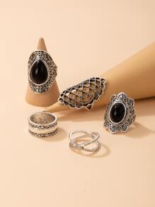 5 piezas Anillo con abertura - Plata antigua - Ver 3