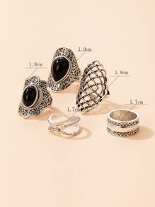 5 piezas Anillo con abertura - Plata antigua - Ver 4