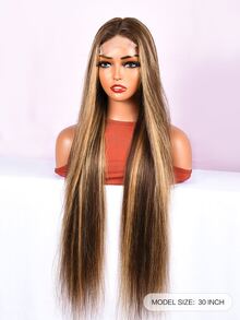 Transparent Lace Highlight Straight 4 X 4 Lace Closure Wig 150%/180% Density 30 Inch #27 Natural Color Pre-Plucked Natural Hairline Swiss Lace Closure Human Hair Top Quality Long Wig For Women Highlight Color - SP4/27 - View 2